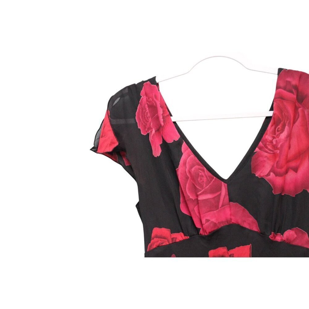 Vintage Y2K Babydoll Midi Dress Size 10 Floral Chiffon Dark Romantic Goth Grunge - Picture 5 of 12